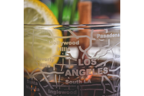 Los Angeles Etched Street Grid Whiskey Glasses
