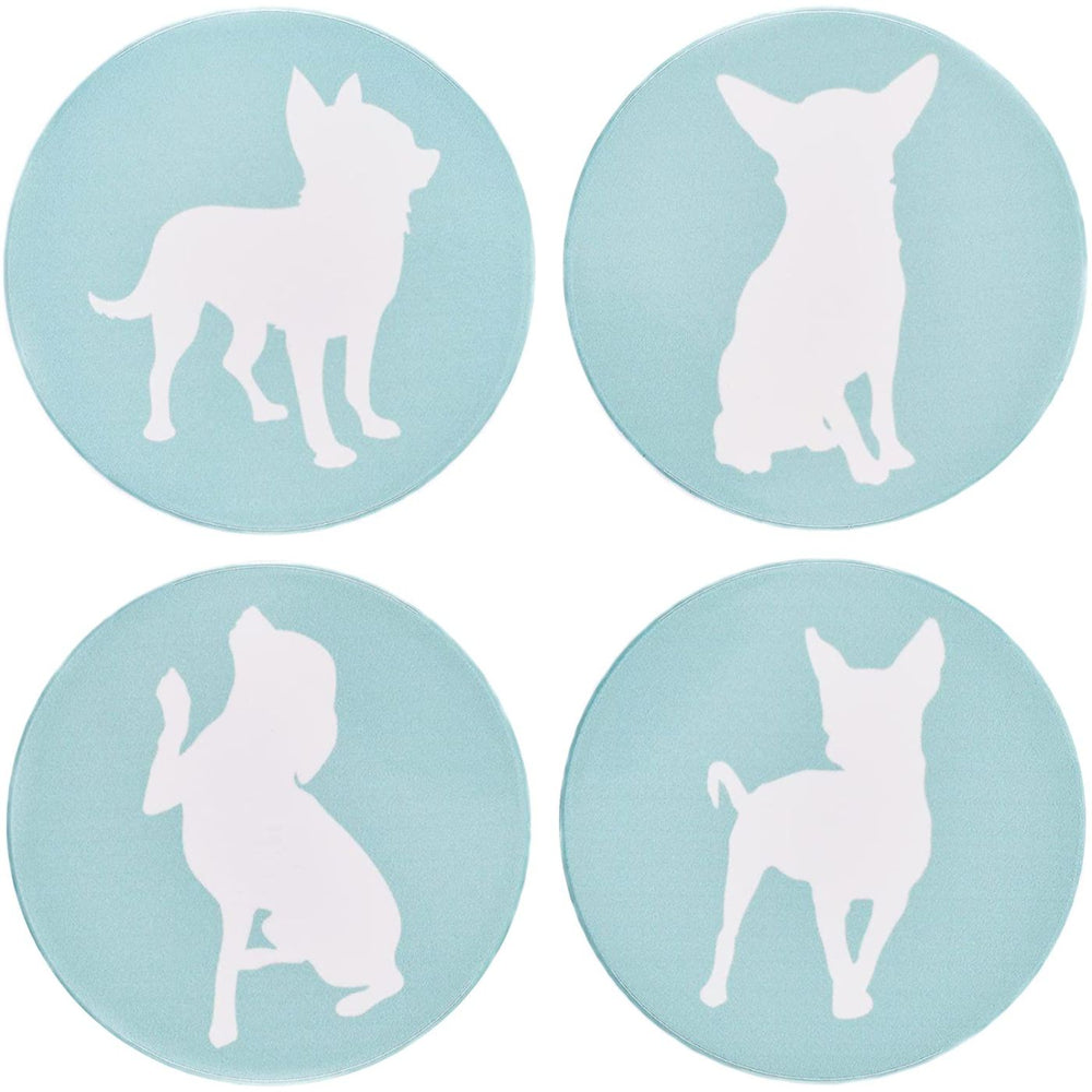Chihuahua Ceramic Coasters with Metal Stand (Set of 4)
