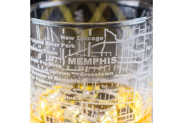 Memphis Etched Street Grid Whiskey Glasses