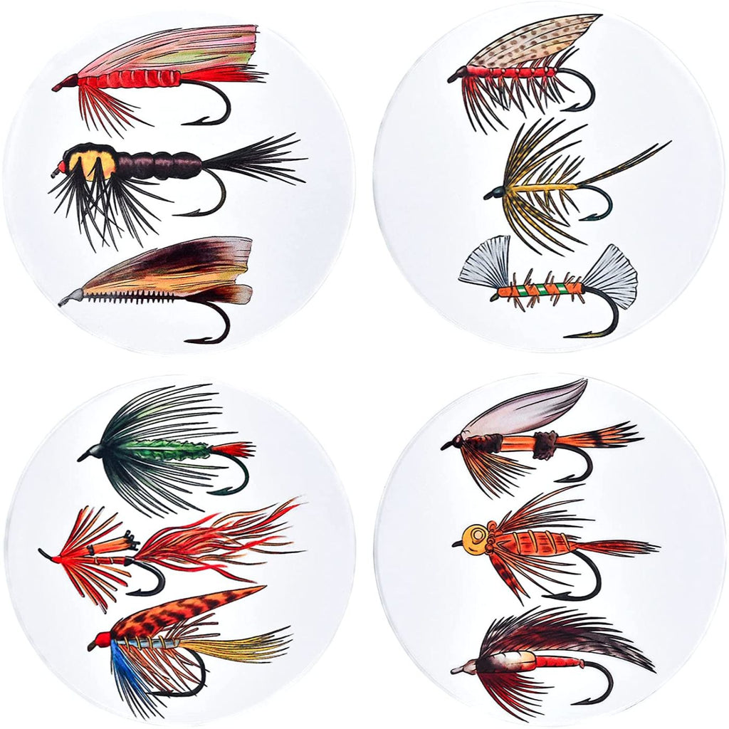 Fishing Lures Ceramic Coasters with Metal Stand (Set of 4)